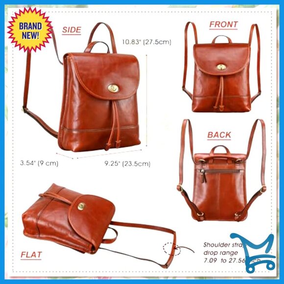 Full Grain Italian Leather Convertible Backpack Purse Small Shoulder Bag main image 7